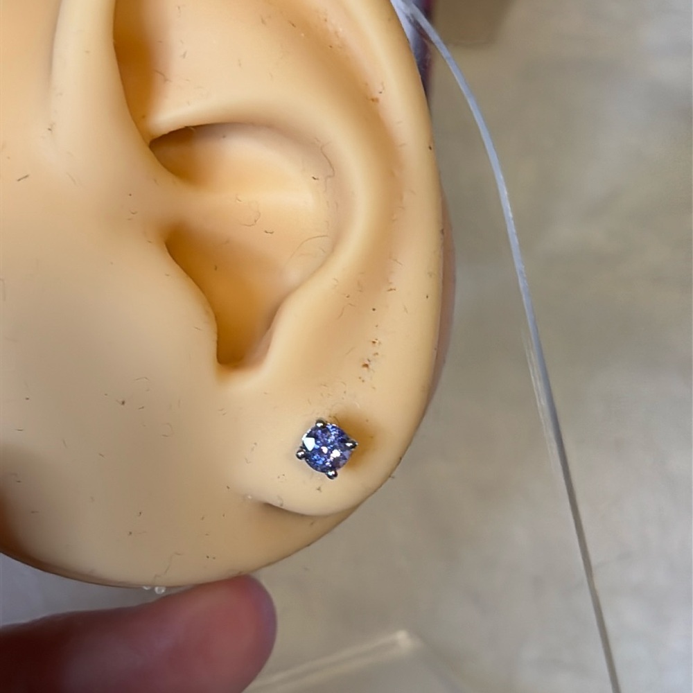 S925 Genuine Tanzanite Sterling Silver Stud Earrings